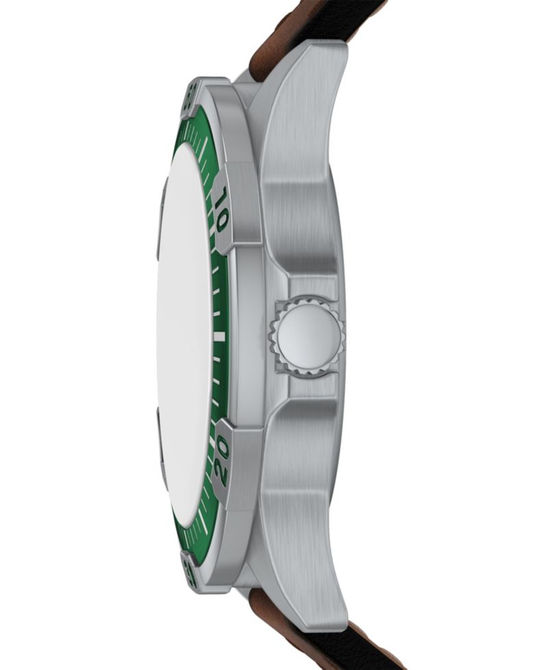 Men's Garrett Multifunction Brown Leather Watch, 44mm