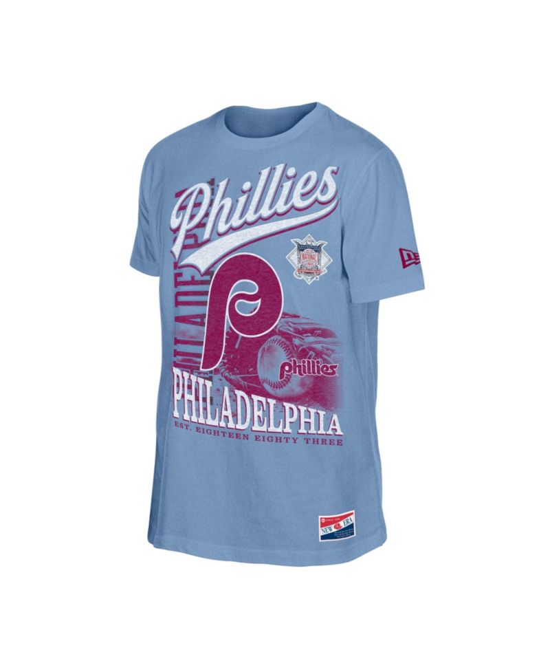Men's Light Blue Philadelphia Phillies Oversized Throwback Distressed T-Shirt