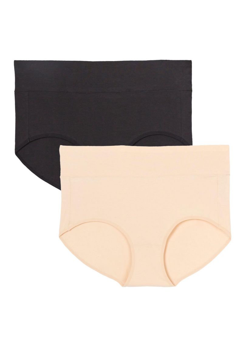 Women's Cotton Spandex Comfort Waist Brief 2-Pack