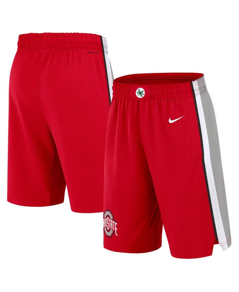 Men's Scarlet Ohio State Buckeyes Road Replica Performance Basketball Shorts