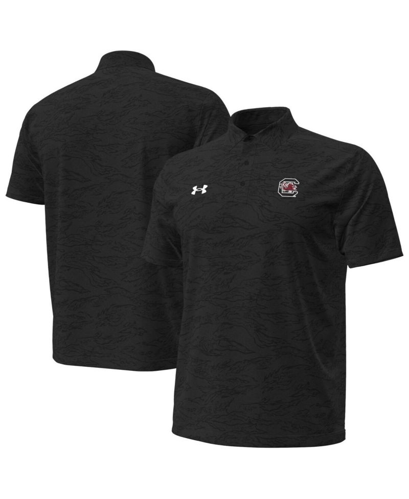 Men's Black South Carolina Gamecocks Drive Camo Jacquard Polo Shirt