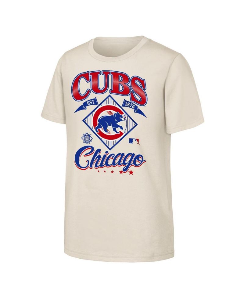 Big Boys and Girls Natural Chicago Cubs Triple Hit T-Shirt