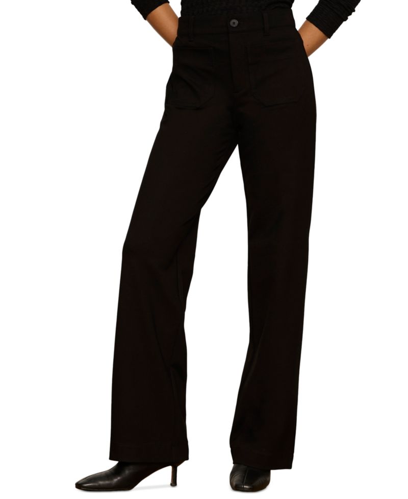 Petite Marine Wide-Leg High-Waist Ponte Pants