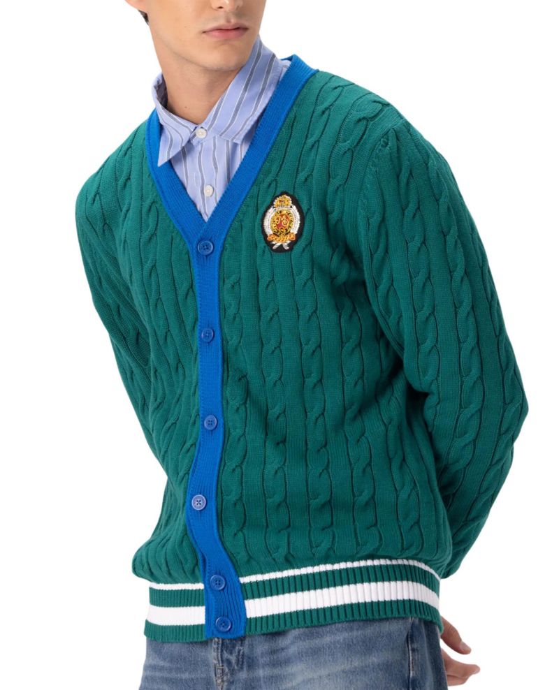 Men's Cotton Cable Knit Cricket Sweater
