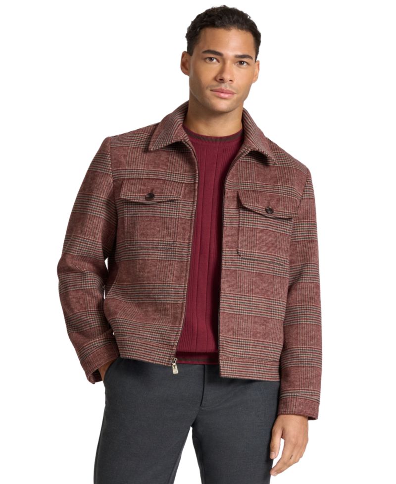 Men's Utility Wool-Blend Plaid Jacket