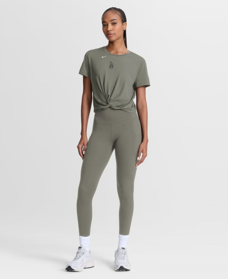 Women's Olive Los Angeles Dodgers One Twist Dri-FIT Cropped T-Shirt
