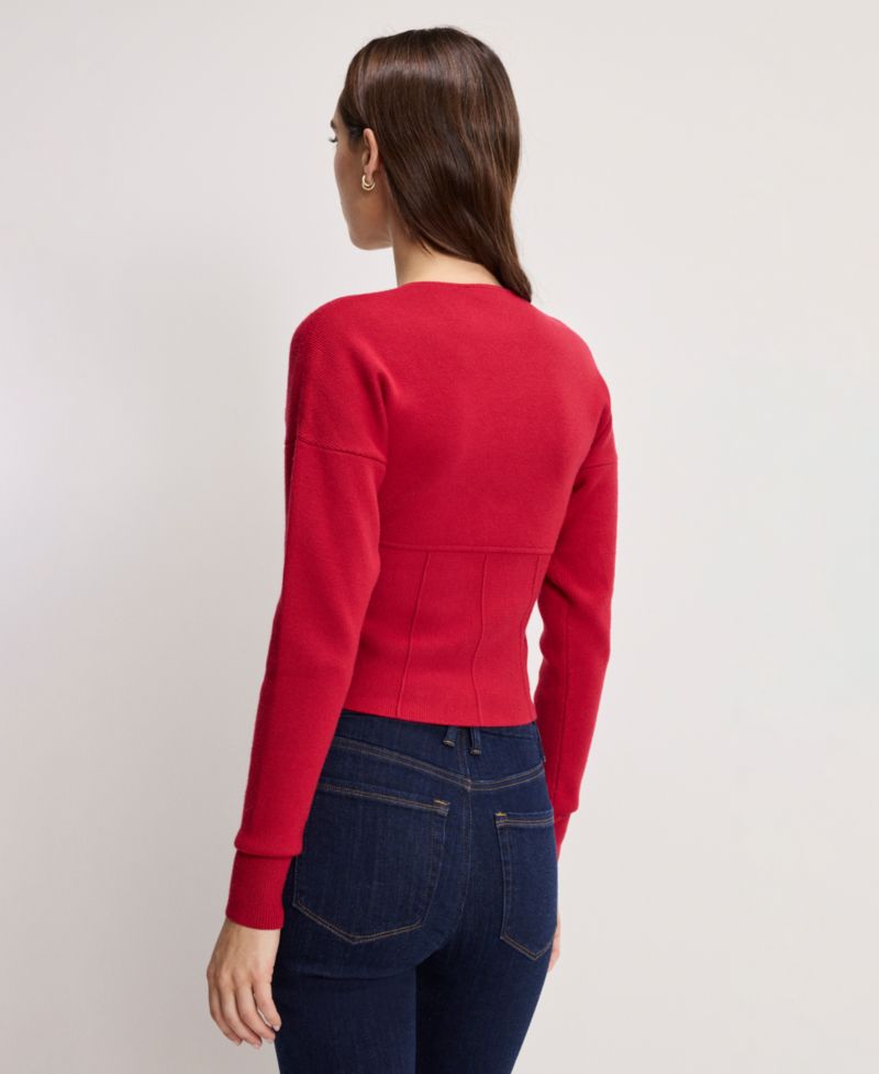 Women's V-Neck Front Zipper Sweater