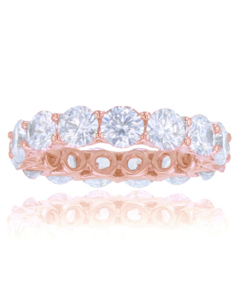White Cubic Zirconias Eternity Band in 14k Rose Gold Plated Sterling Silver
