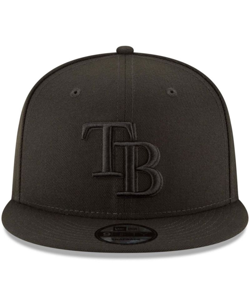 Men's Black Tampa Bay Rays Black on Black 9FIFTY Team Snapback Adjustable Hat