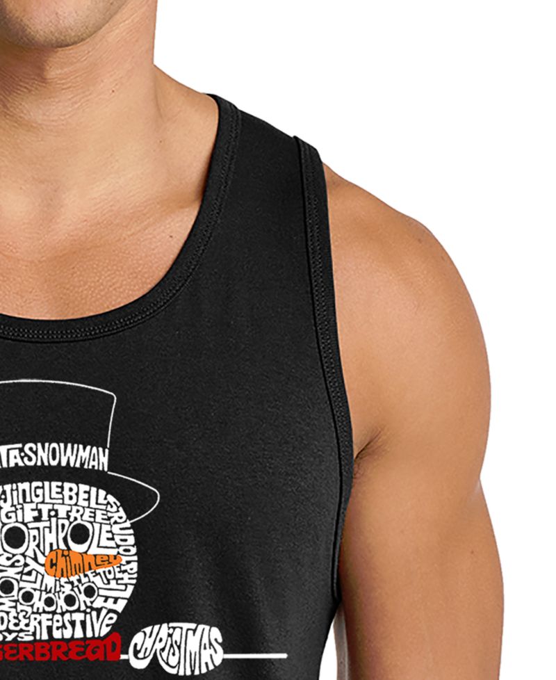 Men's Peeking Snowman Word Art Graphic Tank Top