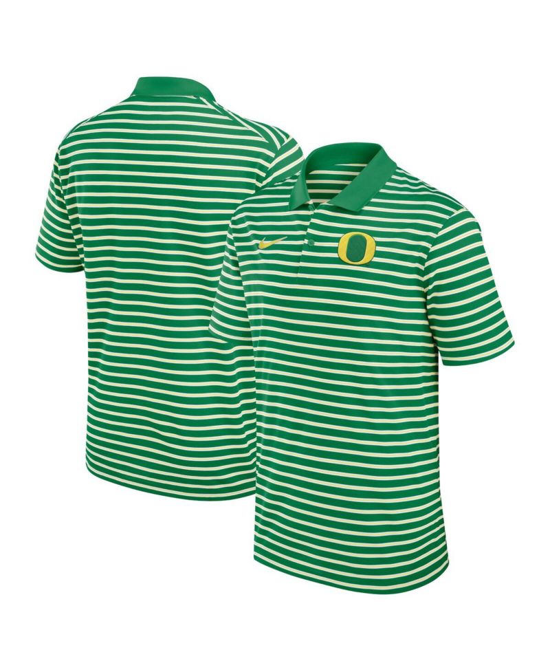Men's Green/White Oregon Ducks Primetime Victory Striped Performance Polo
