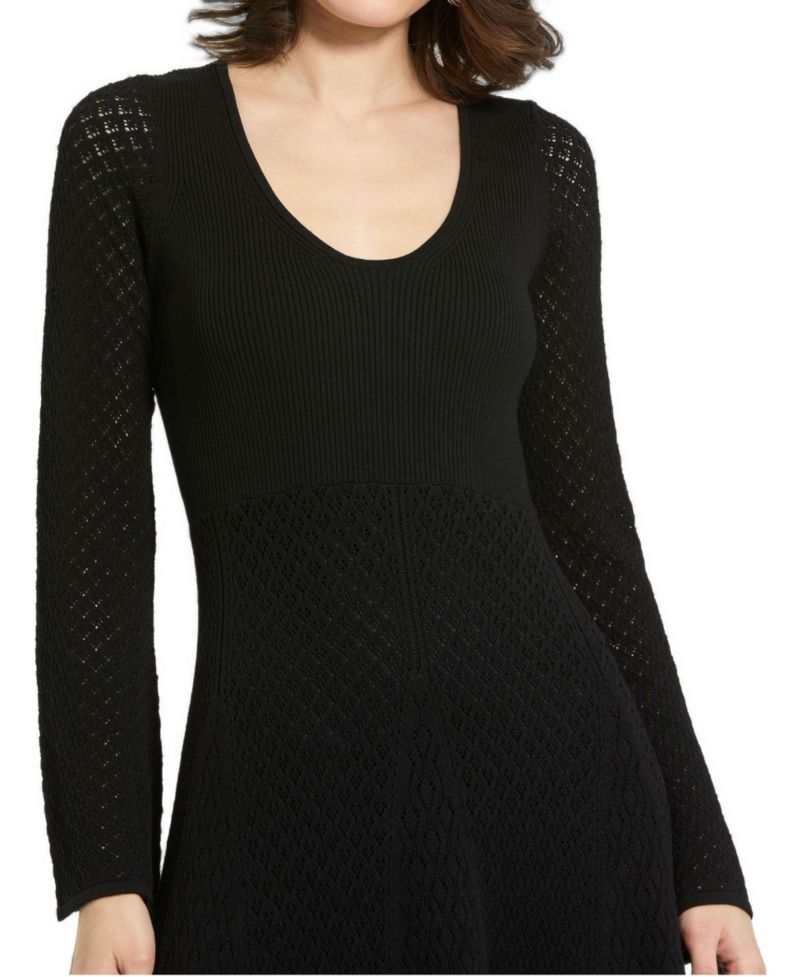 Women's Scoop Neck Long Sleeve Knit Maxi Dress
