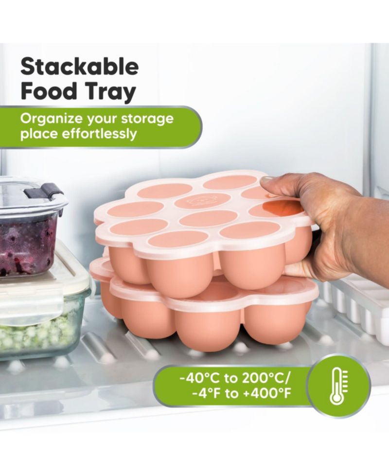 Prep Silicone Baby Food Freezer Tray with Clip-on Lid, 2oz x 10 Silicone Freezer Molds, BPA-Free Baby Food Storage