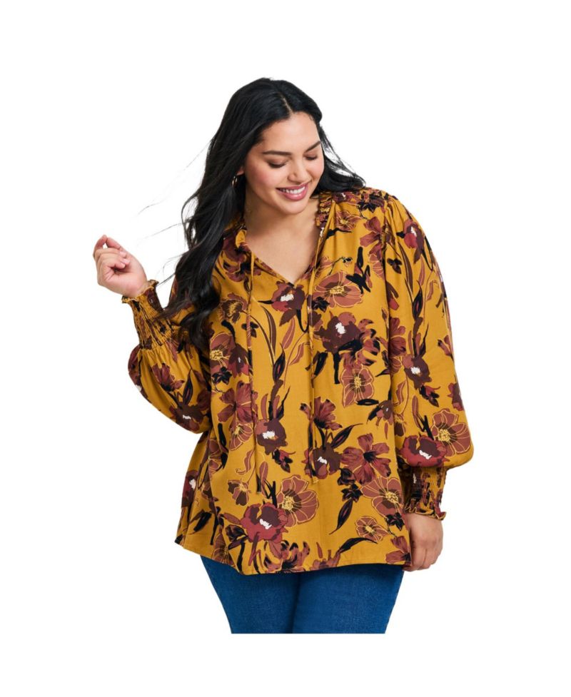 Women's Plus Size Abby Blouson Sleeve Blouse