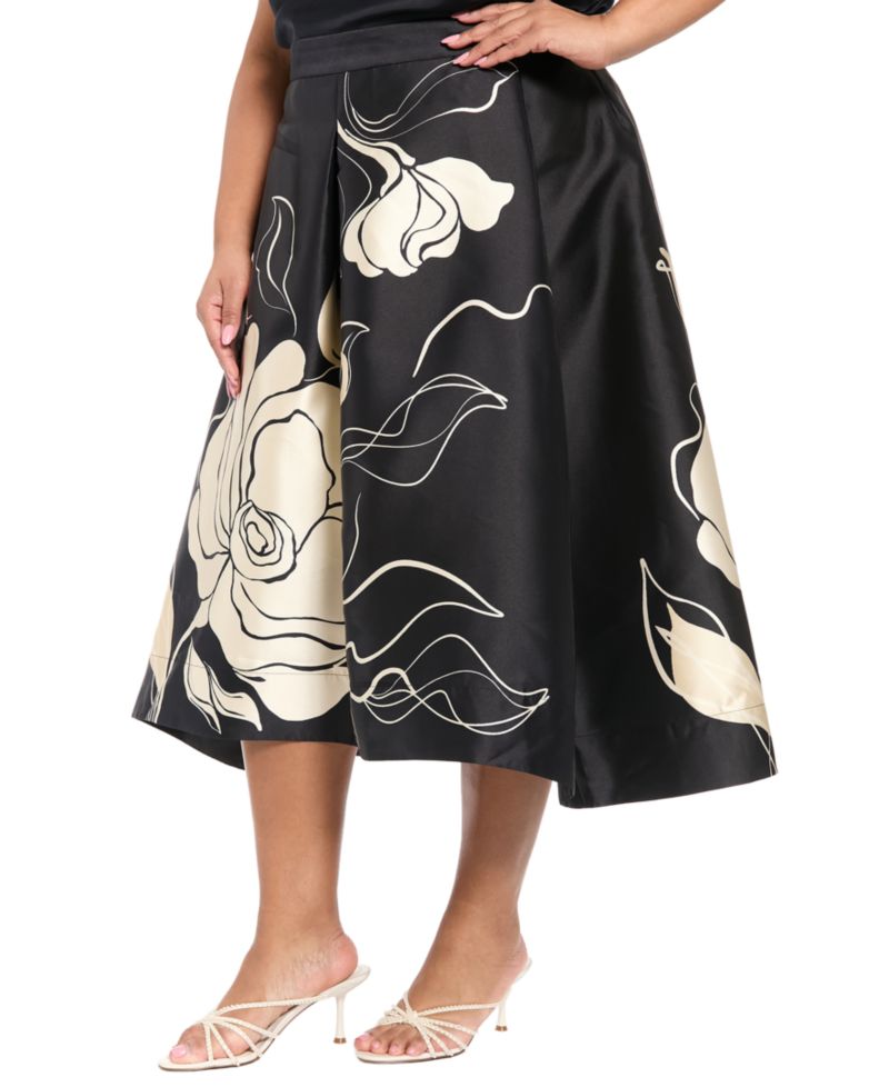 Plus Size Pleated High-Low Midi Skirt