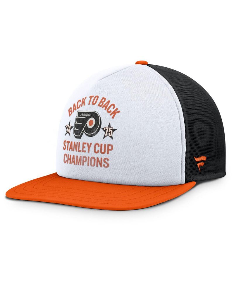 Men's White/Orange Philadelphia Flyers Decades Collection Foam Front Snapback Hat