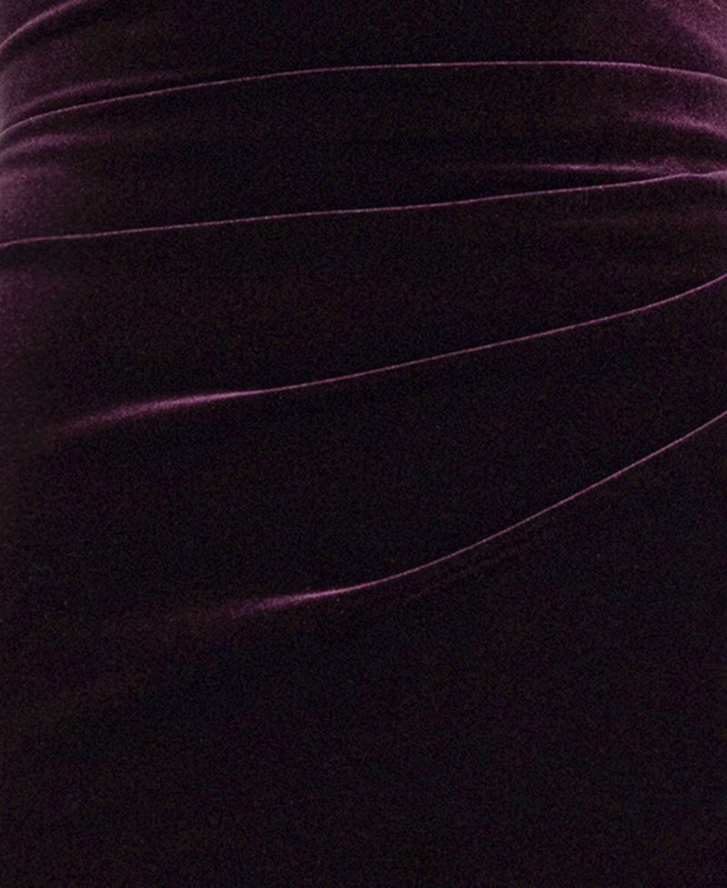 Women's Velvet Asymmetric-Neck Cap-Sleeve Dress