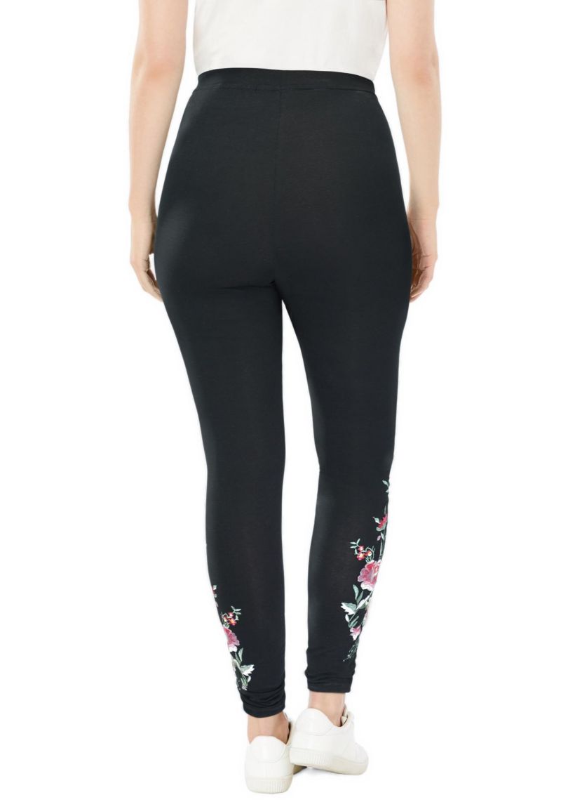 Women's Within Stretch-Cotton Knit Pull-On Embroidered Leggings