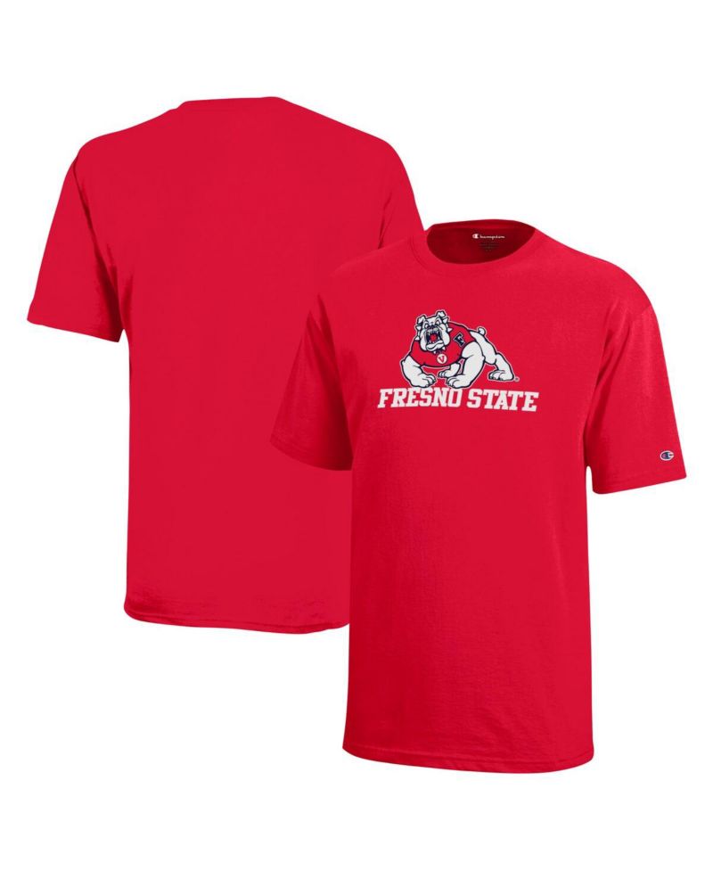 Big Boys and Girls Red Fresno State Bulldogs Arch Over Logo T-Shirt