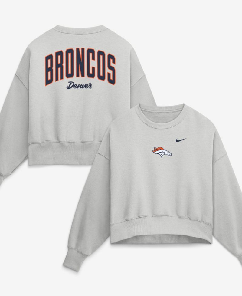 Women's Gray Denver Broncos Oversized Primetime Phoenix Fleece Sweatshirt