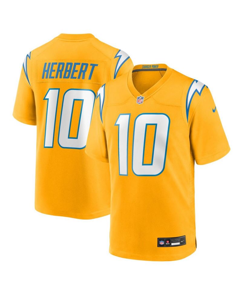 Big Boys and Girls Justin Herbert Gold Los Angeles Chargers Alternate Charger Power Game Player Jersey