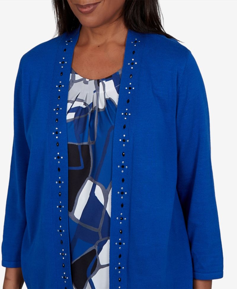 Petite Sweatr Pet Shawl-Collar 3/4-Sleeve Cardigan