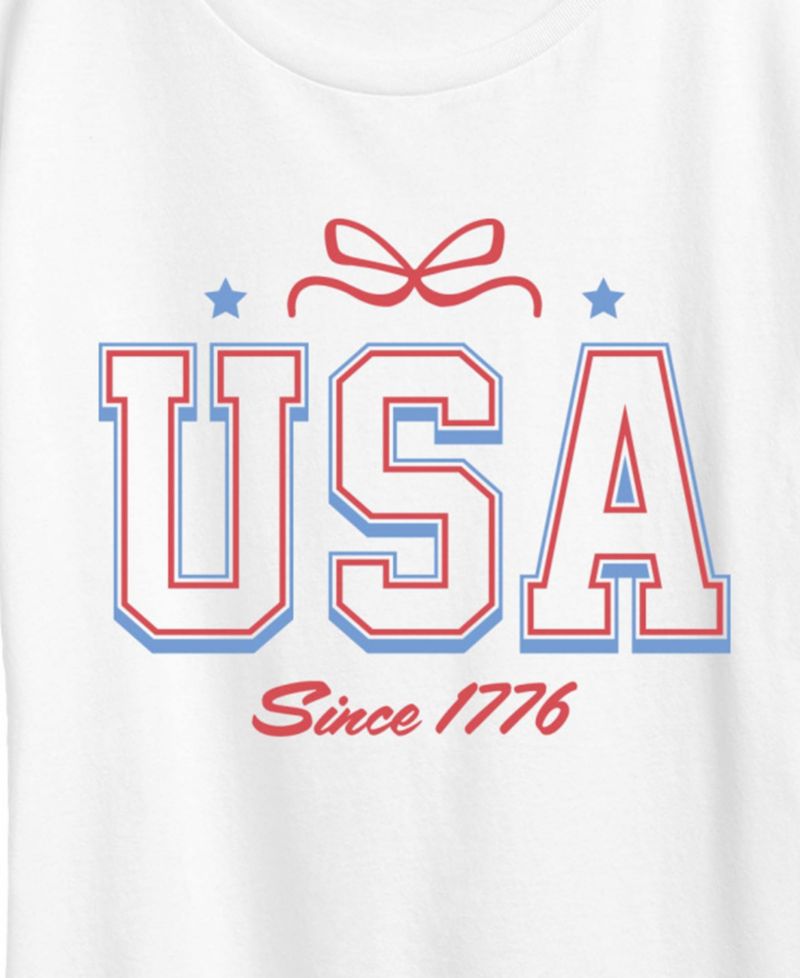 Plus Size Instant Message USA Bow Short-Sleeve Graphic T-Shirt