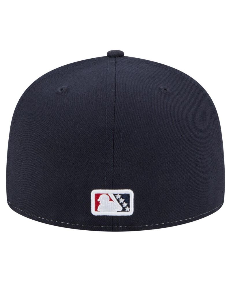 Men's White/Navy Indianapolis Indians Authentic Collection 59FIFTY Fitted Hat