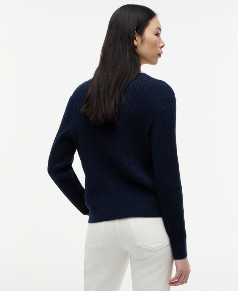 Women's Cable Knit Crew Neck Cardigan Sweater