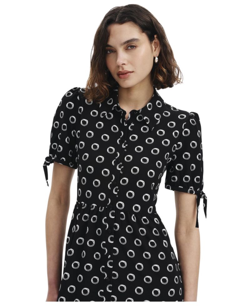 Women's Estee Tiered Polka-Dot Print Midi Shirt Dress