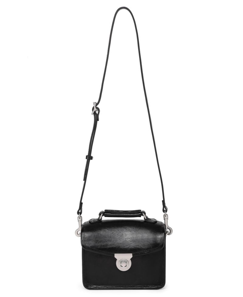 Laurel Mini Leather Convertible Pushlock Crossbody Bag
