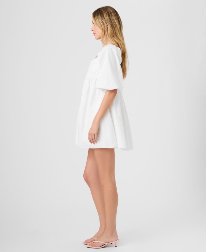 Women's Puff-Sleeve Sweetheart Neck Mini Dress