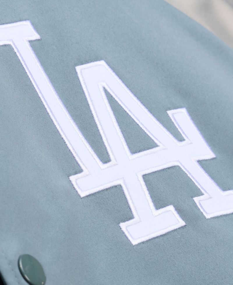 Mitchell Ness Men's Gray Los Angeles Dodgers Thunderstorm Head Coach Lightweight Satin Full-Snap Jacket
