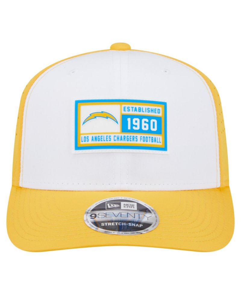Men's White/Yellow Los Angeles Chargers Established Patch 9SEVENTY Adjustable Hat