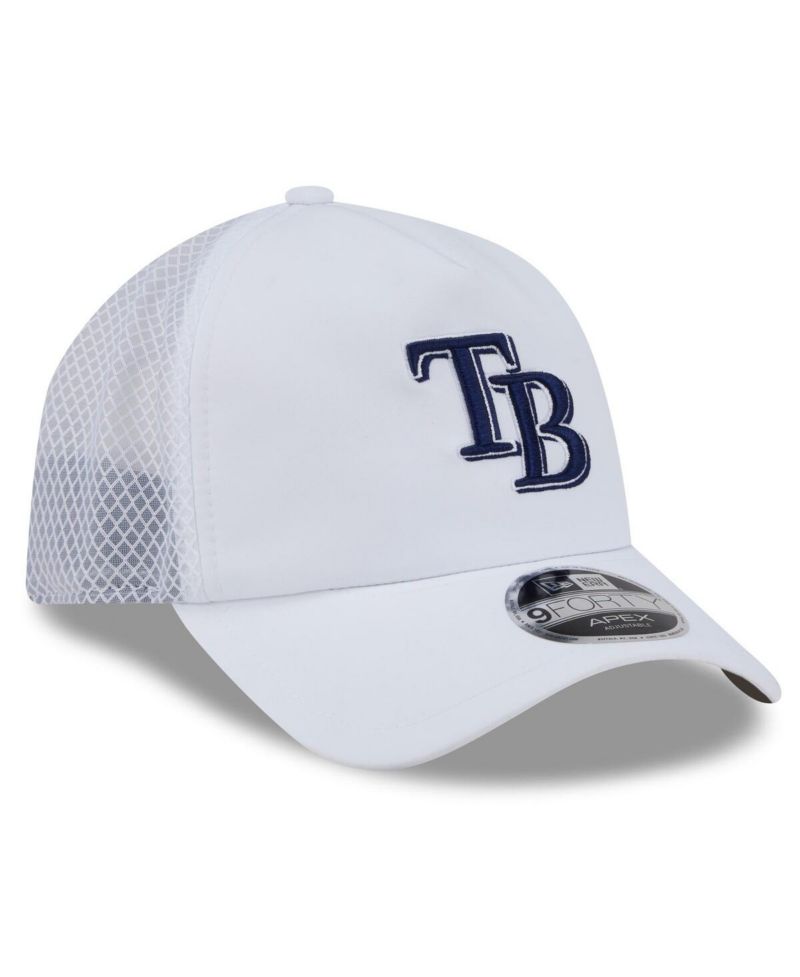 Men's White Tampa Bay Rays 2026 Batting Practice Apex 9FORTY Adjustable Trucker Hat