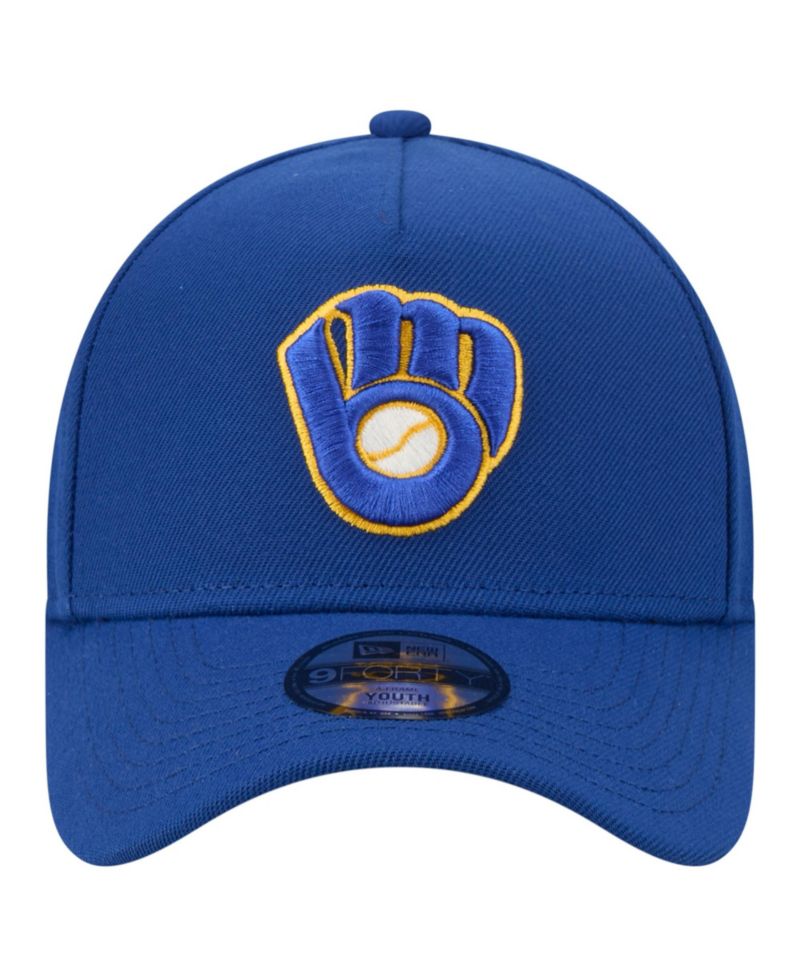 Big Boys and Girls Royal Milwaukee Brewers Cooperstown Logo 9FORTY A-Frame Adjustable Hat