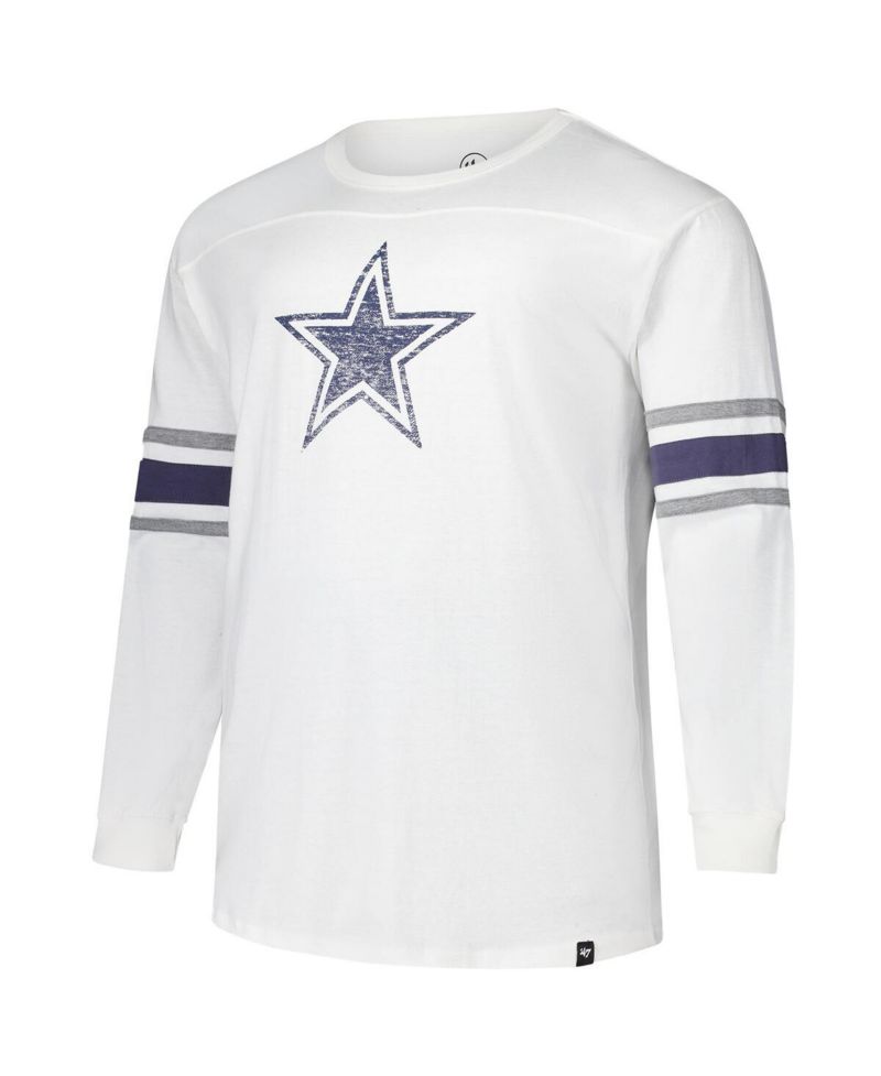 47 Brand Men's White Dallas Cowboys Big & Tall Premier Brex Long Sleeve T-Shirt