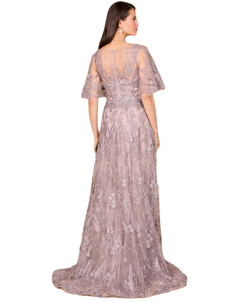 Women's Modest, Cape Sleeve A-line Gown