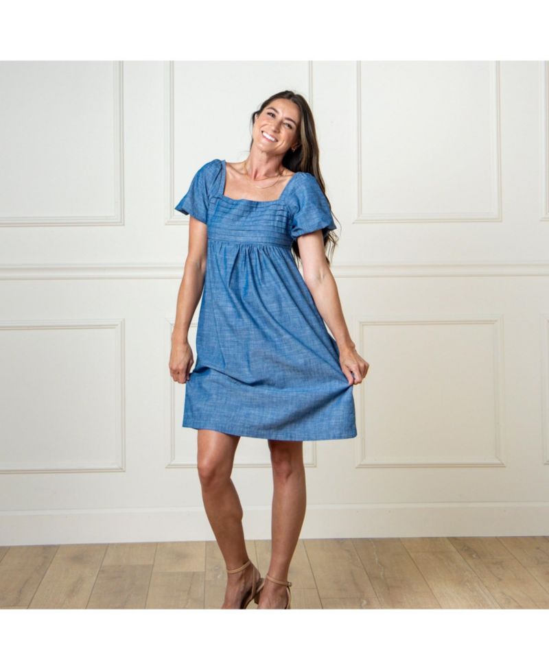 Women's Hope and Henry Organic Ruched Bodice Chambray Dress