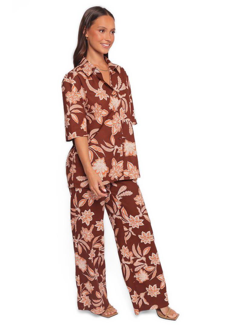 Women's Samira Wide Leg Pant - Orange Floral
