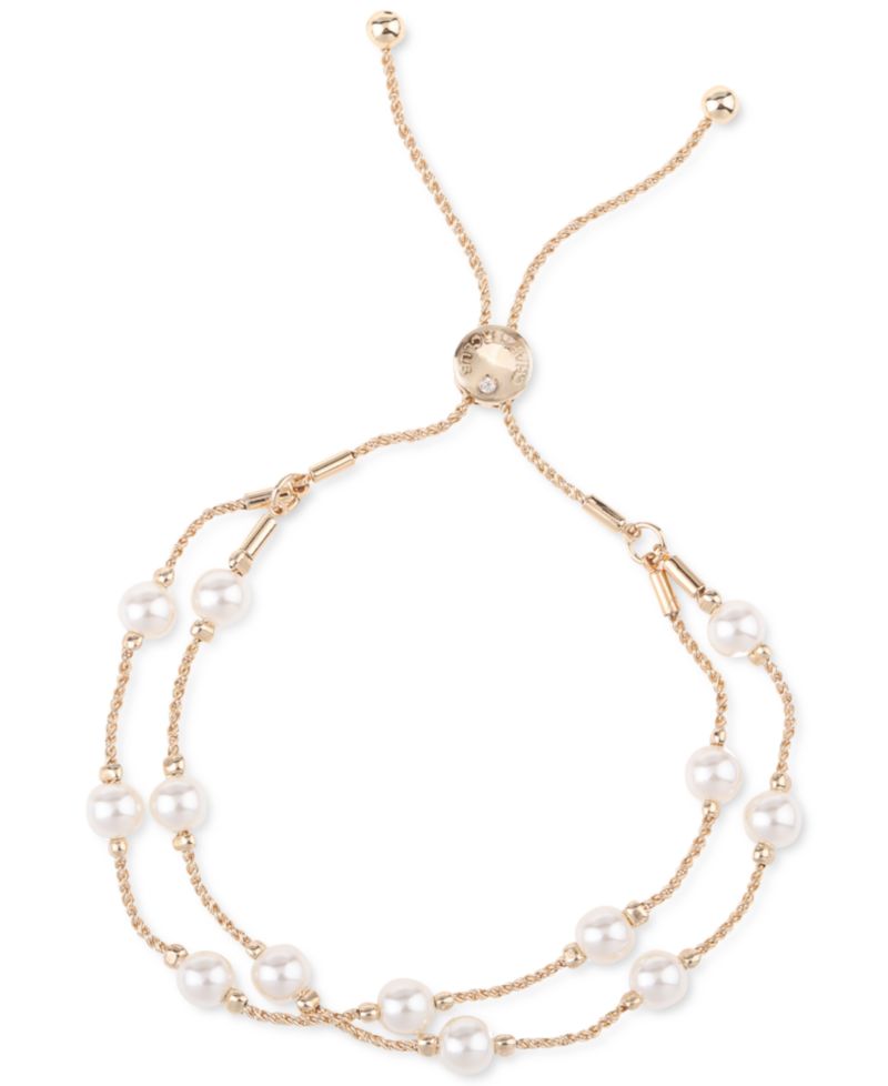 Imitation Pearl Double-Row Slider Bracelet
