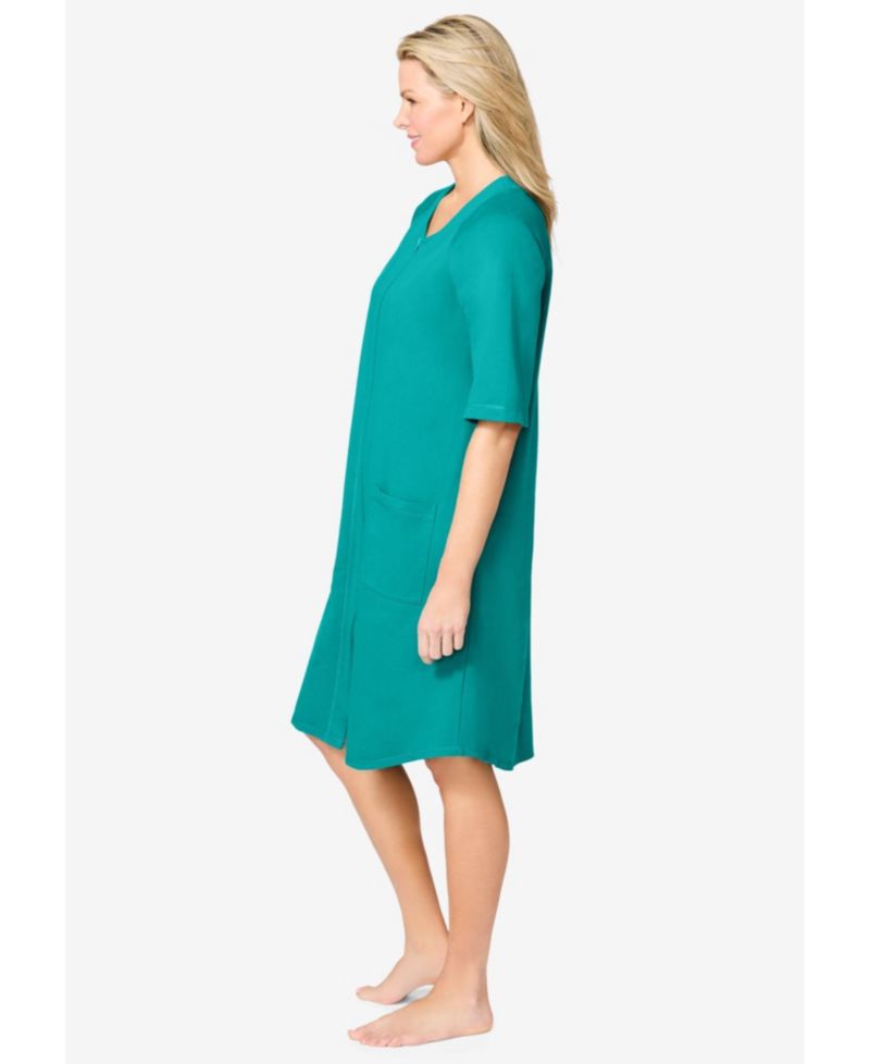 Women's Short Zip-Front Robe in French Terry