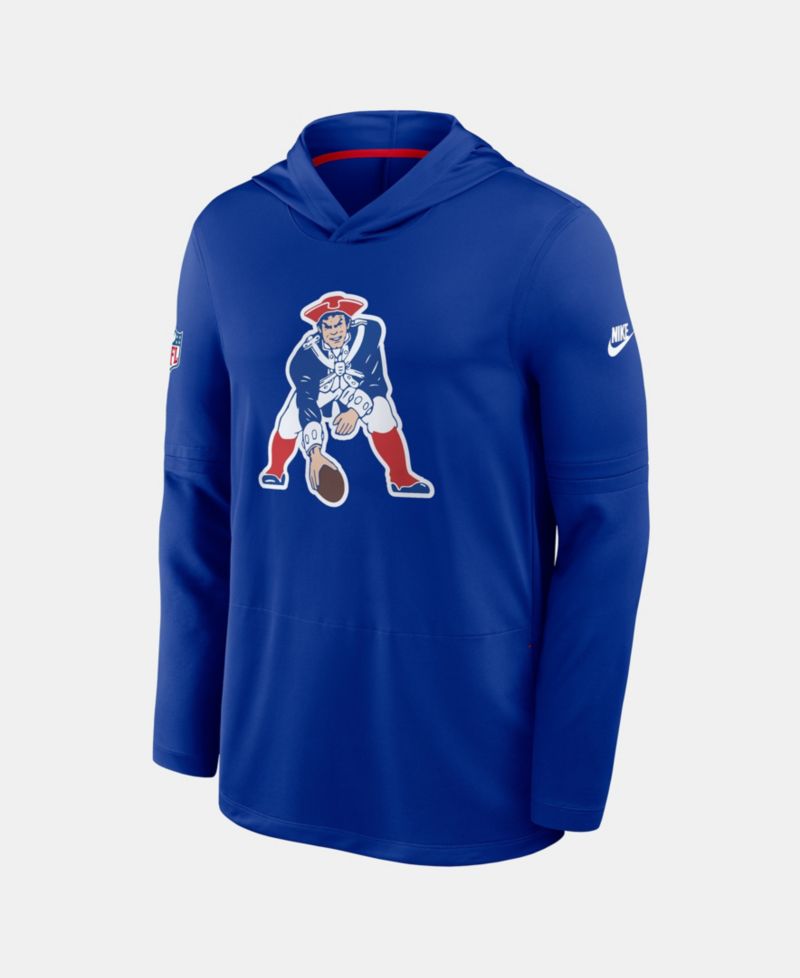 Men's Royal New England Patriots Sideline Dri-FIT Long Sleeve Hooded T-Shirt