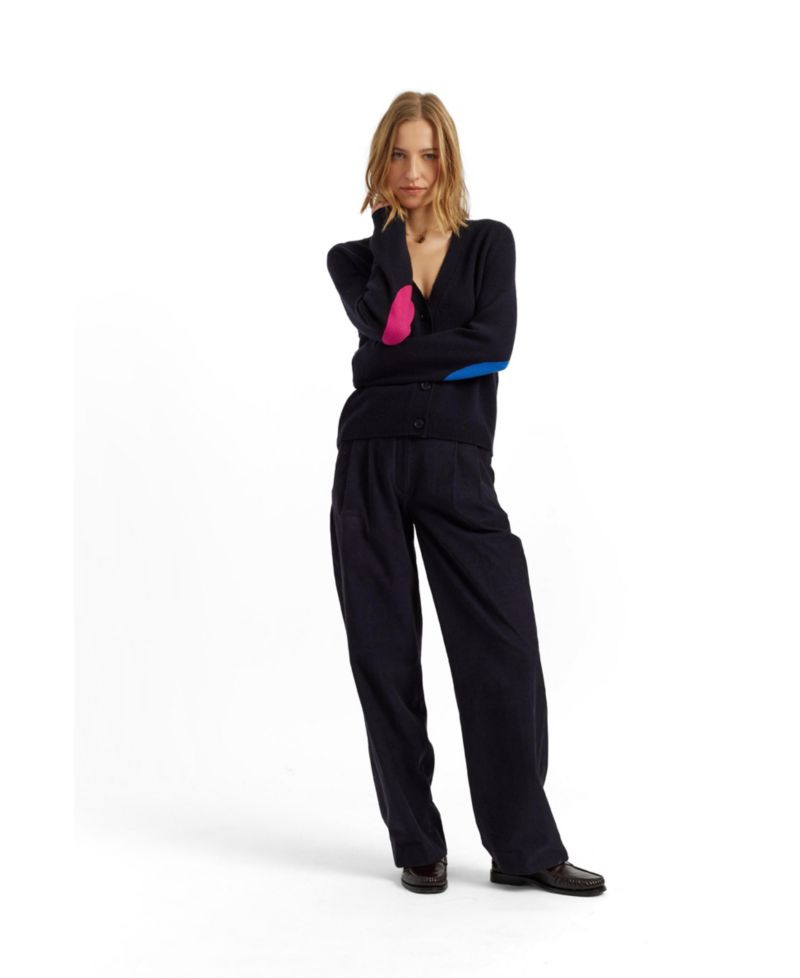 Women's Wool-Cashmere Elbow Patch Cardigan