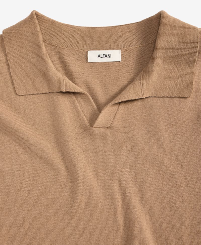 Men's Cotton-Blend Johnny-Collar Polo Sweater