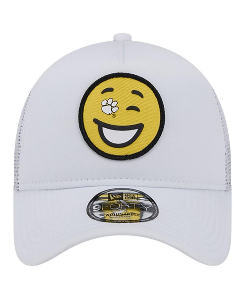 Men's White Clemson Tigers Wink Foam Trucker Adjustable Hat