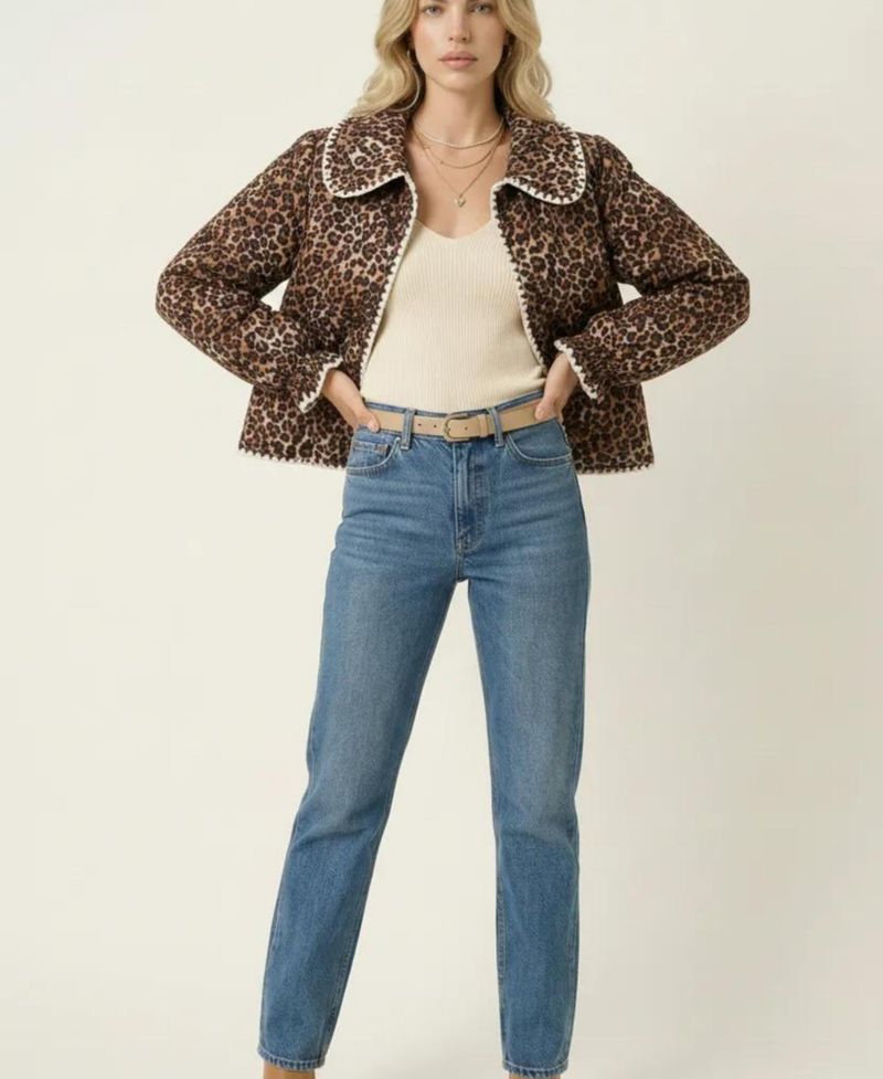 Women's Leopard Print Quilted Jacket