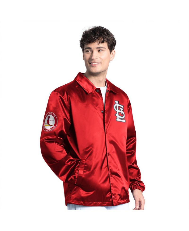 Men's Red St. Louis Cardinals Cooperstown Collection Point Man Full-Snap Coaches Jacket