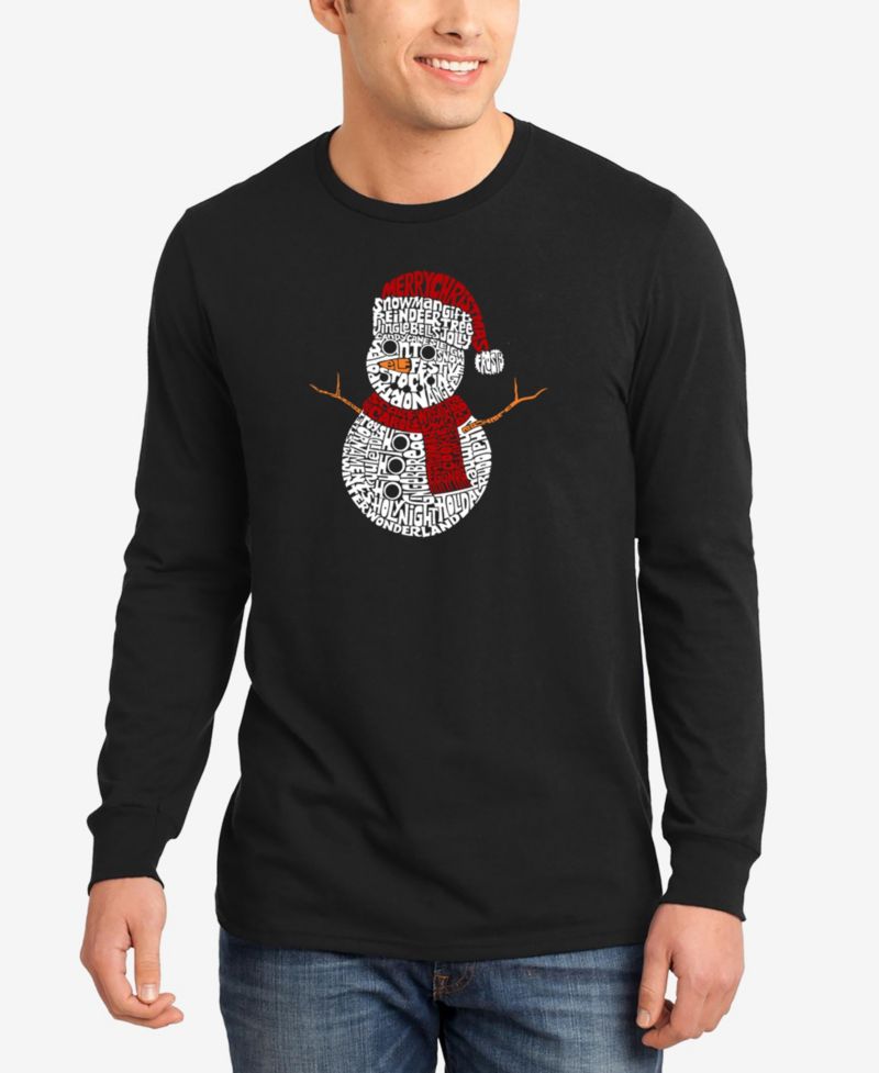 Men's Christmas Snowman Word Art Long Sleeve T-shirt