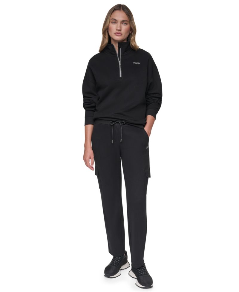 Women's Metallic Bubble Logo Mid-Rise Tapered Leg Cargo Pants